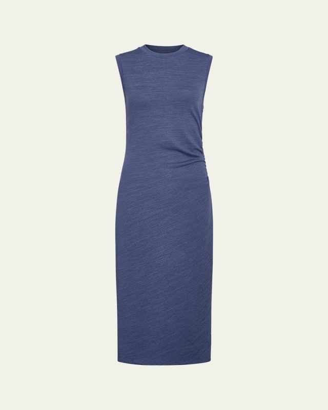 Sleeveless Waist-Gathered Midi Dress